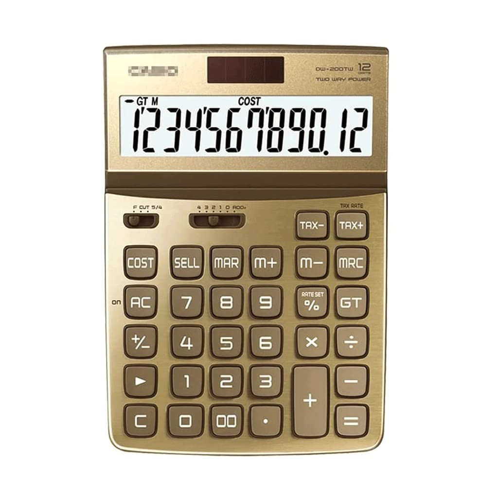 MAYABI Calcolatrice, Calcolatrice da Tavolo Calcolatrici scientifiche multifunzionali HD Home Calcolatrici da Ufficio di Base Dual Power Calcolatrici da Tavolo for scuole finanziarie (Color : Gold)