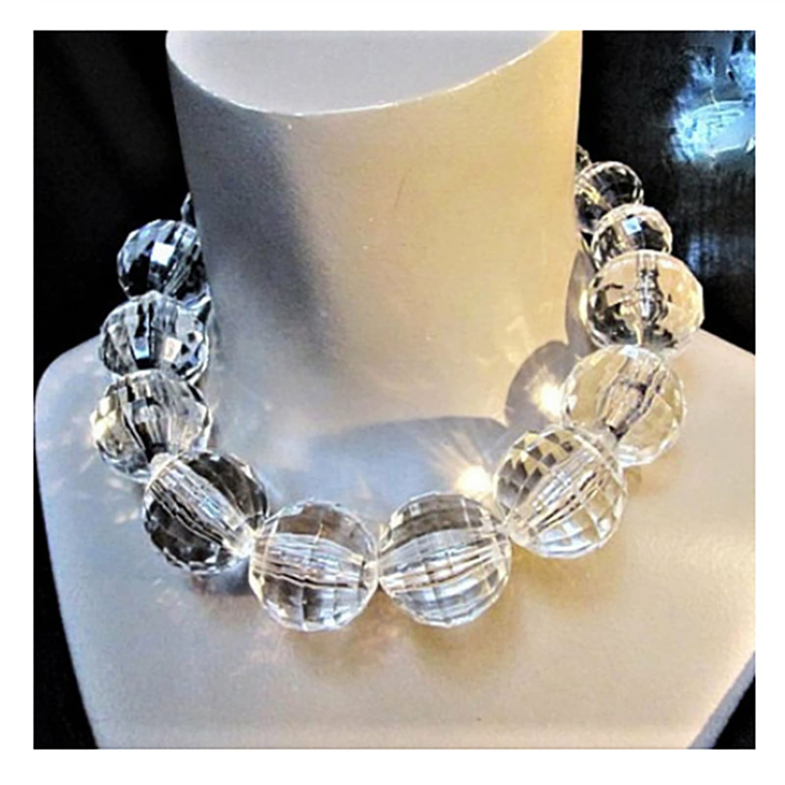 ESNY Collares para Mujer Collar Collar Declaración Chunky Joyería De Moda Regalos Acrílico Bola De Cristal Bola De Cristal Exagerado Accesorio Corto Collar Transparent