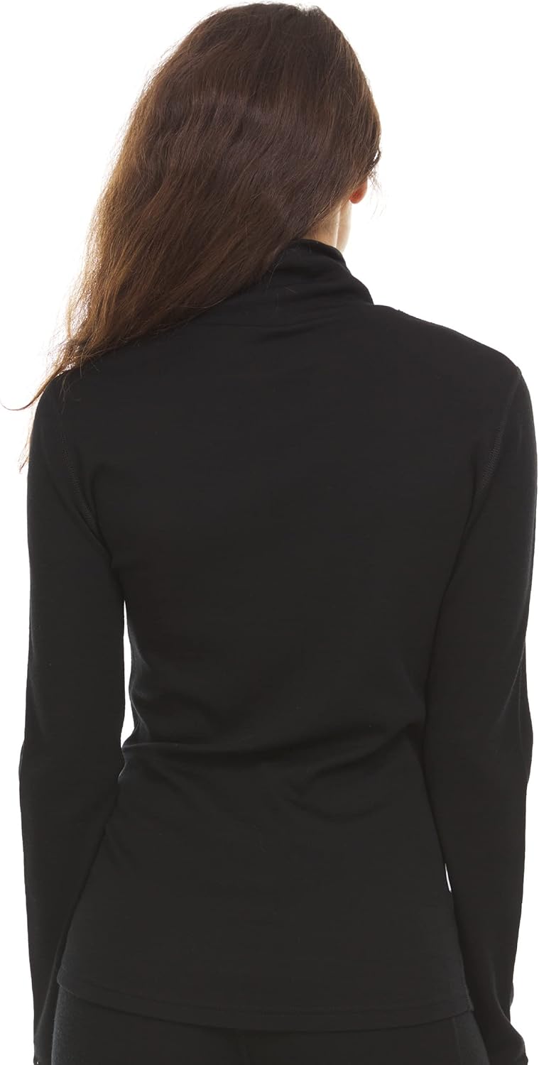 100% Merino Wool Womens Long Sleeve Midweight Turtleneck - Warm Sweater - Fold-Over Turtleneck - Image 2