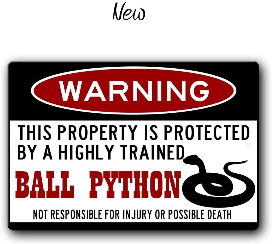 Ball Python Warning Sign, Ball Python Gift, Ball Python cage accessories, Ball Python lover gift, Ball Python Home Decor, 12 x 8 inch Aluminum Warning Sign