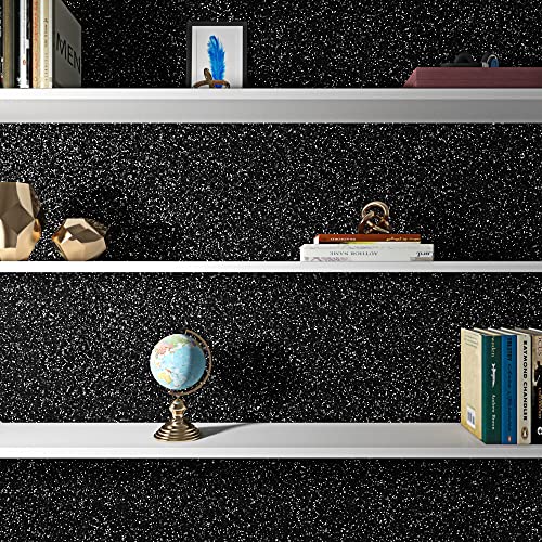 Funstick Black Glitter Wallpaper Peel And Stick Sparkle Glitter Decorative Wall Paper Black Glitter Contact Paper For Cabinets Self Adhesive Fabric Wallpaper For Room Walls Drawers Crafts 15.8"X78.8" #TOP3
