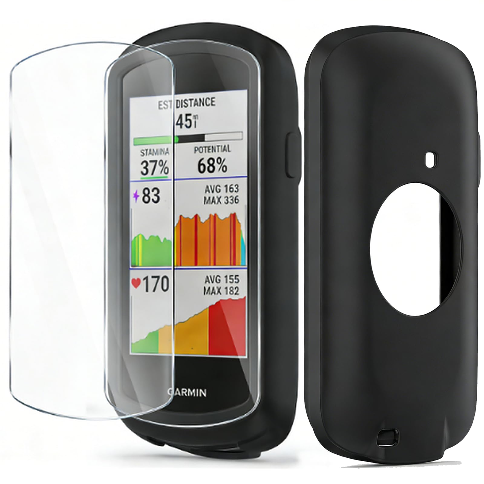 Custodia per Garmin Edge 1040 + 2 Fogli di Protezione, Custodia in Silicone Morbido Antishock per GPS Bici Ciclismo Touring, Protezione Completa Della Cassa per Garmin Edge 1040, Nero
