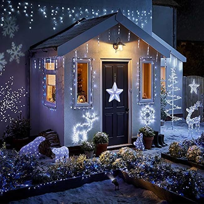 Lomotech Christmas Icicle Lights - 32Ft 8 Modes Waterproof Christmas Lights Connectable with Timer for Holiday, Wedding Party, Eaves, Christmas Decorations (White)