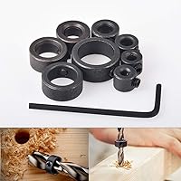 Vista 7 de KATUR 8 piezas de broca de carpintería de profundidad, collares de parada de anillo, posicionador con llave hexagonal para apretar y parar, juego
