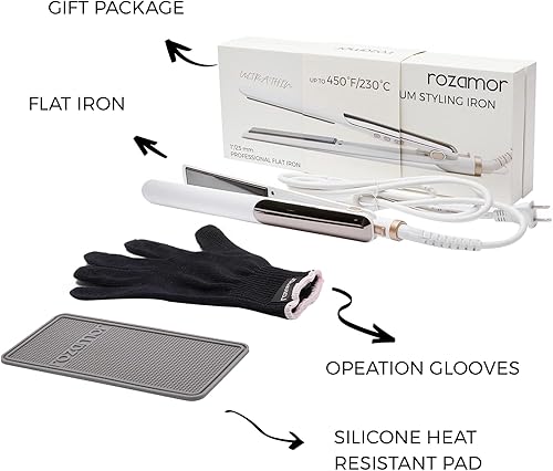 Miniatura 5 de Plancha plana de titanio ultra fina, plancha de pelo de doble cara de 1 pulgada de calentamiento rápido para alisar o rizar, pantalla de temperatura