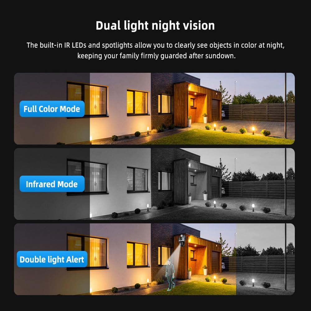 V380pro WiFi 2.5Inch PTZ SC03-W Black 4MP Security CCTV Wireless IP Security Dual Lens PTZ Camera