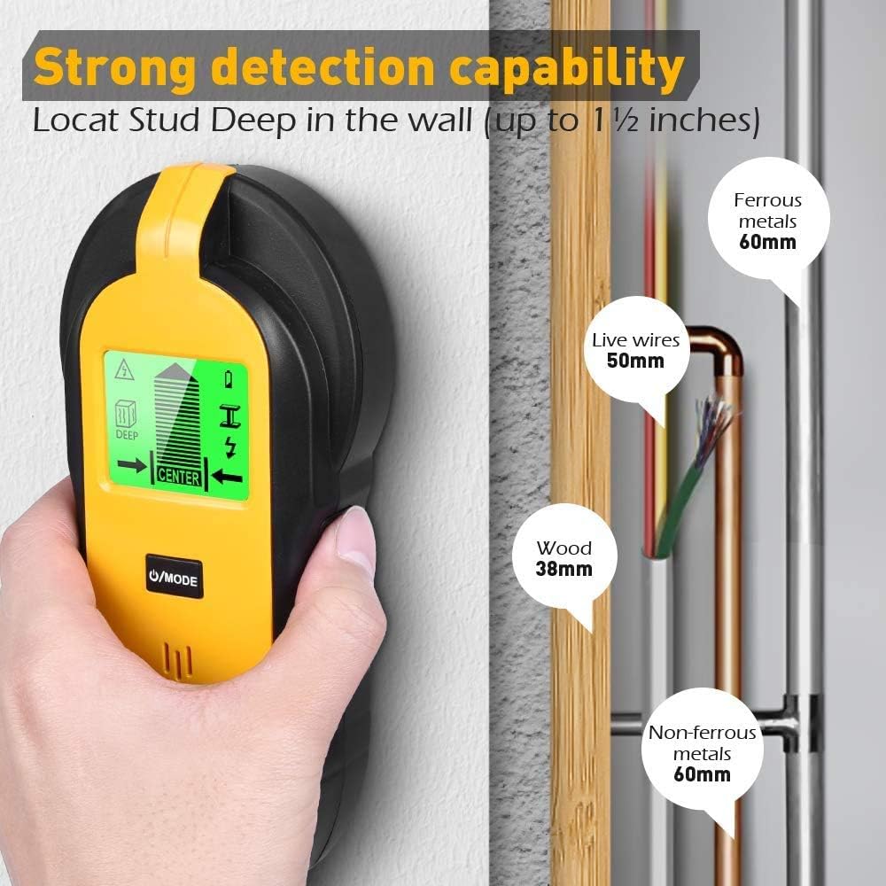 Tavool Stud Finder - 4 in 1 Electronic Wall Scanner Detector Wooden Metal Stud Sensor Locator Beam Finders Edge Center Finding with LCD Display for Wood AC Wire Metal Studs Detection