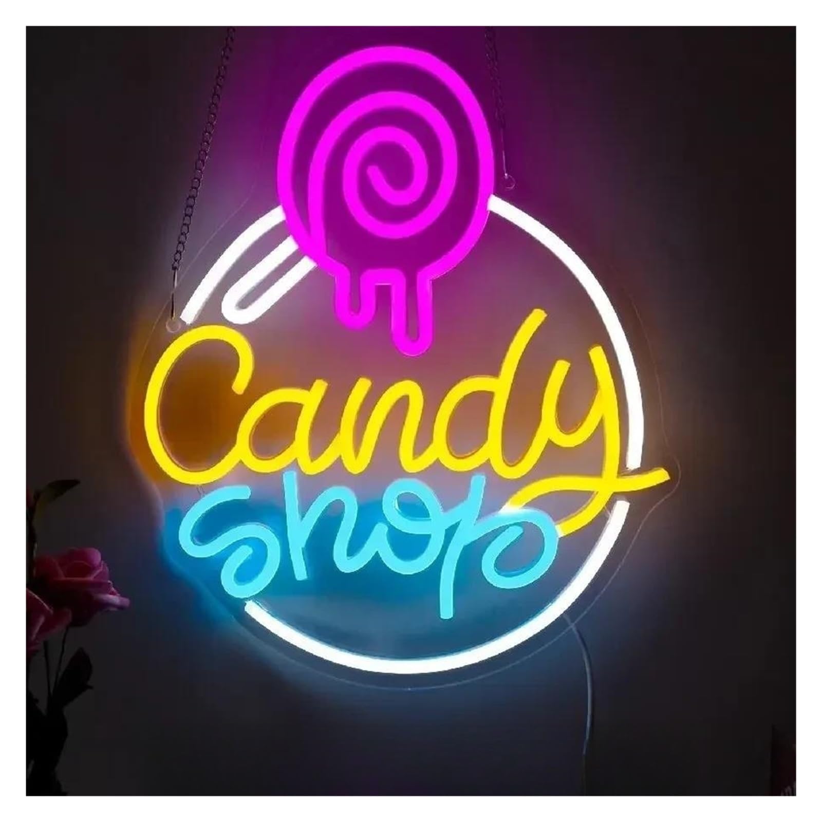 LEMST Sign Lamp Commercial Decor Neon Signs USB Powered Candy Shop Neon Lights Suitable for Dessert Shop Open Club Party Decor Night Lamp 32cmx38.4cm