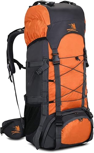 Bseash Mochila de camping de senderismo con marco interno de 60 litros con cubierta para lluvia, mochila de viaje deportiva al aire libre para