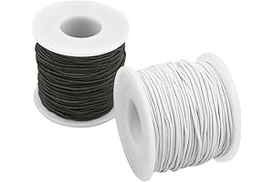 2 Rolls 1 mm 100 Meters Elastic Cord for Jewelry Making, Black & White