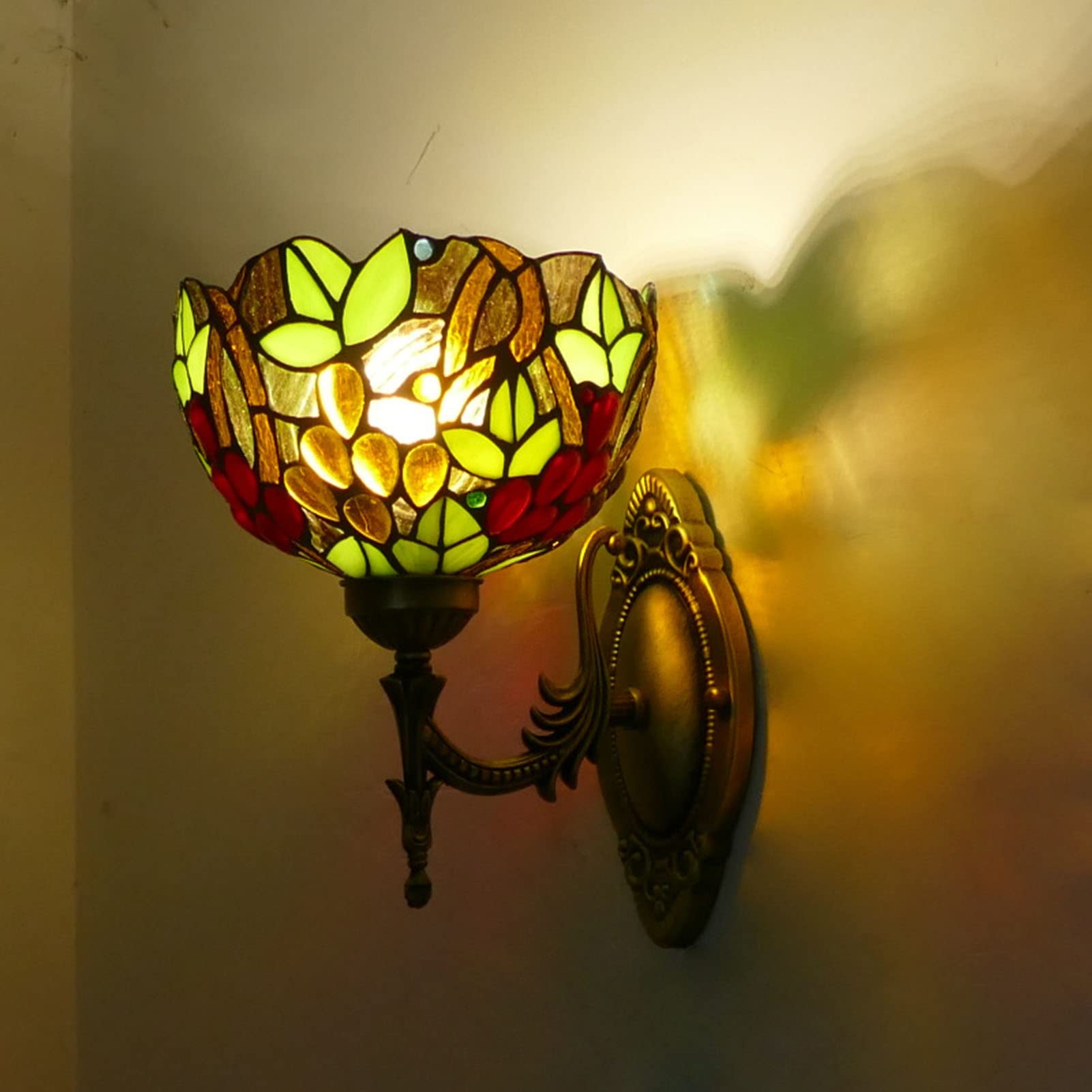 Witrażowy kinkiet ścienny unikalny design tradycyjne rzemiosło dekoracyjna lampa schodowa oprawa oświetleniowa do sypialni hotelu (kolor: F) (brąz) (h jeden rozmiar)