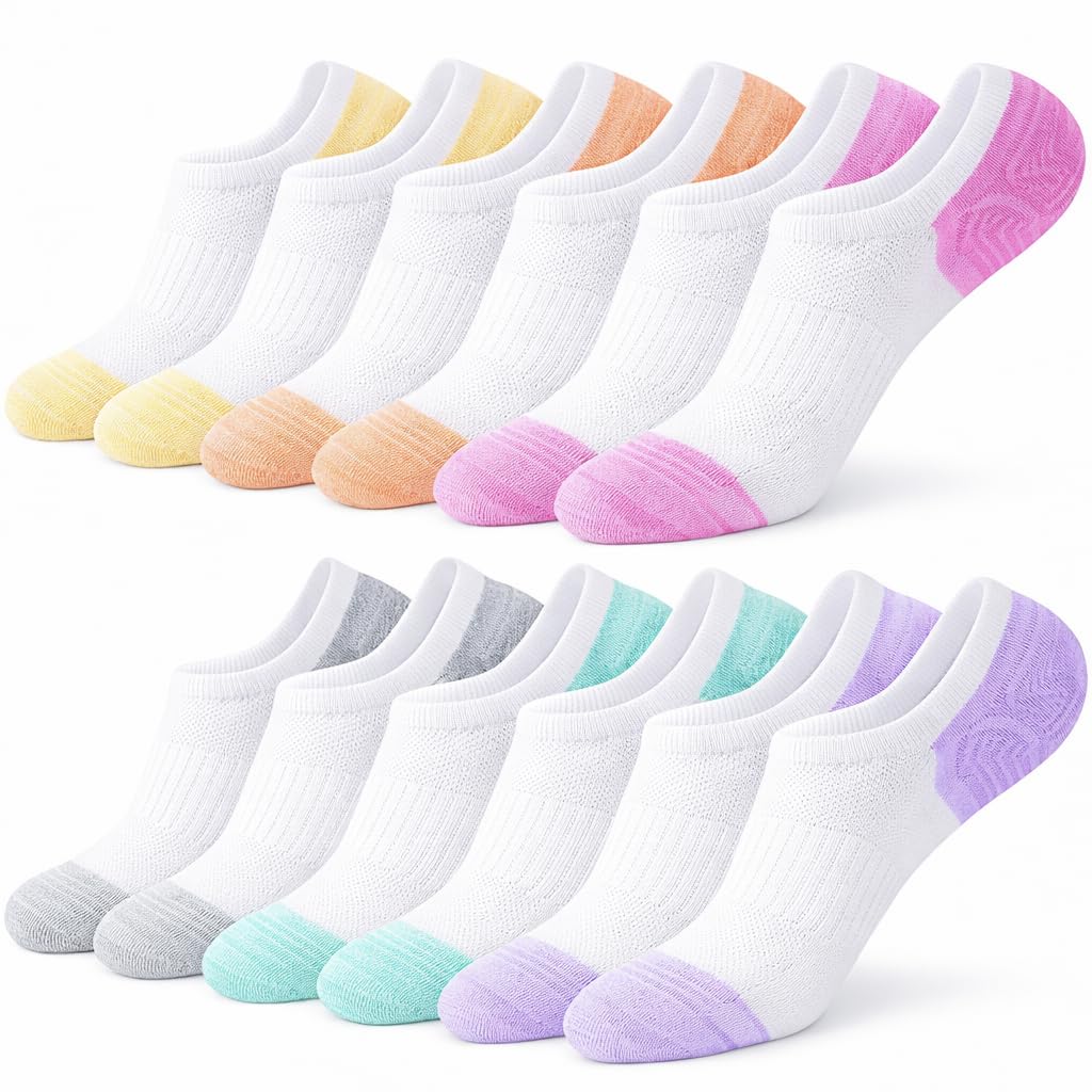 No Show Socks Womens for Canvas Sneakers Invisible Athletic Low Cut Ankle Socks for Running Gym 6 Pairs