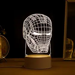 PopLumos - Luminária led 3d, abajur de mesa, homem de ferro busto
