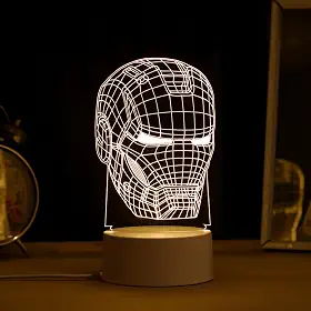 PopLumos - Luminária led 3d, abajur de mesa, homem de ferro busto
