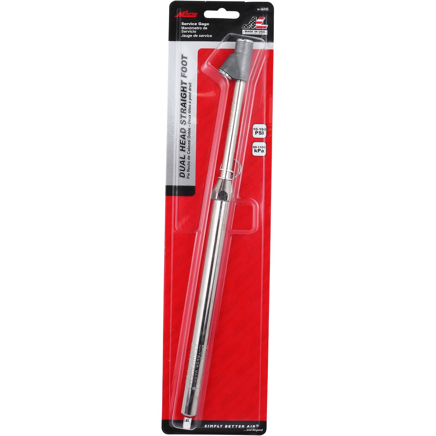 Milton S986 Service Gauge - Straight Foot Dual Head Chuck
