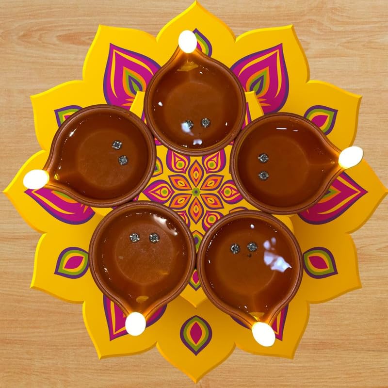 LED Water Sensor Diya Lights Flameless, Smokeless Battery-Operated Diyas for Home Decor Festivals, Diwali, New Years, Home, Office, Ambient LightingPk of-12Set-image-42