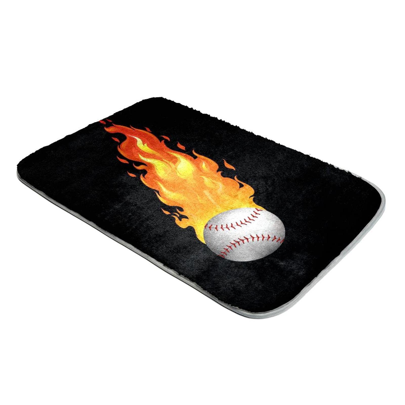 Tapis poils longs fausse fourrure ultra doux imprimé baseball