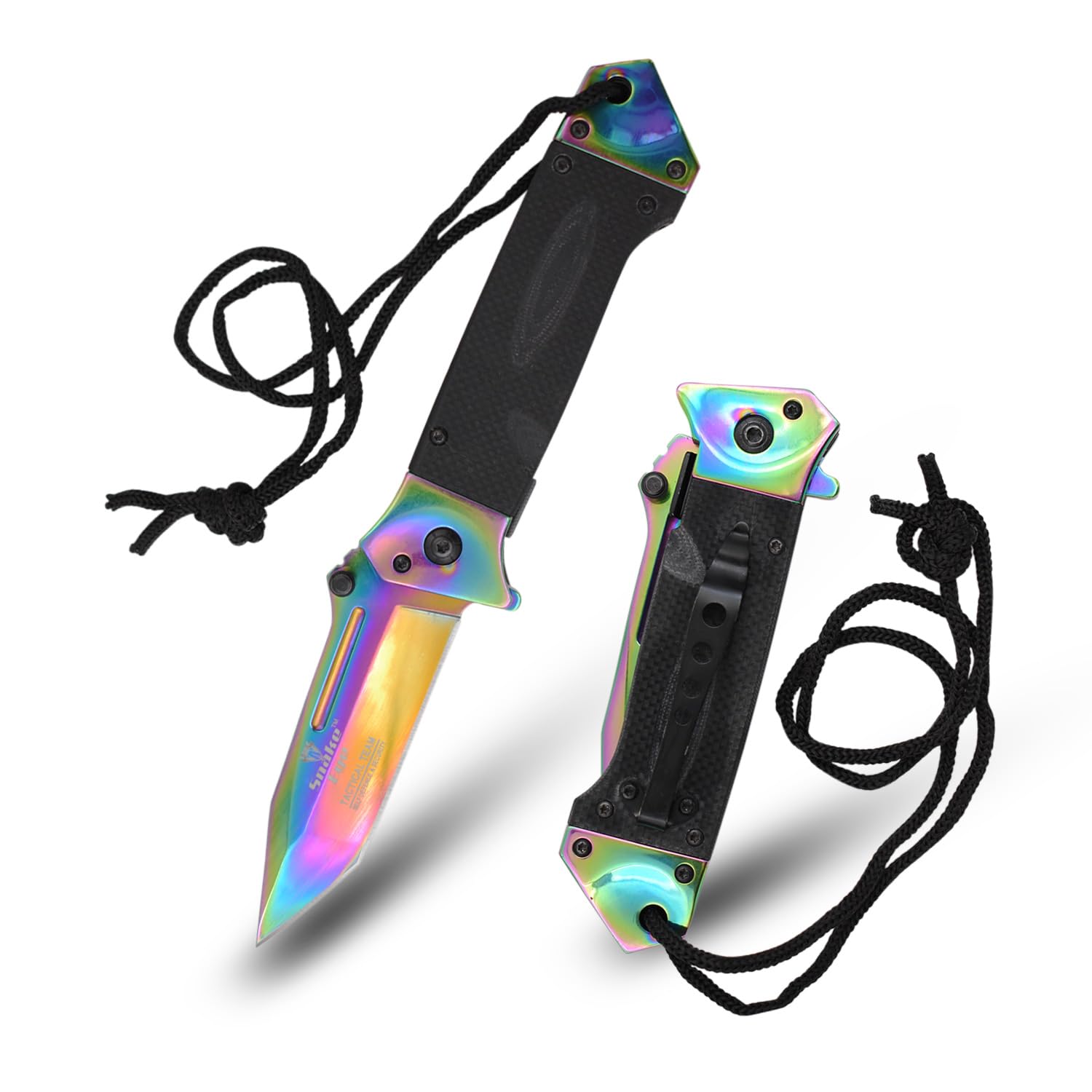 Snake Eye Tactical Heavy Duty Every Day Carry Folding Pocket Knife (Rainbow)