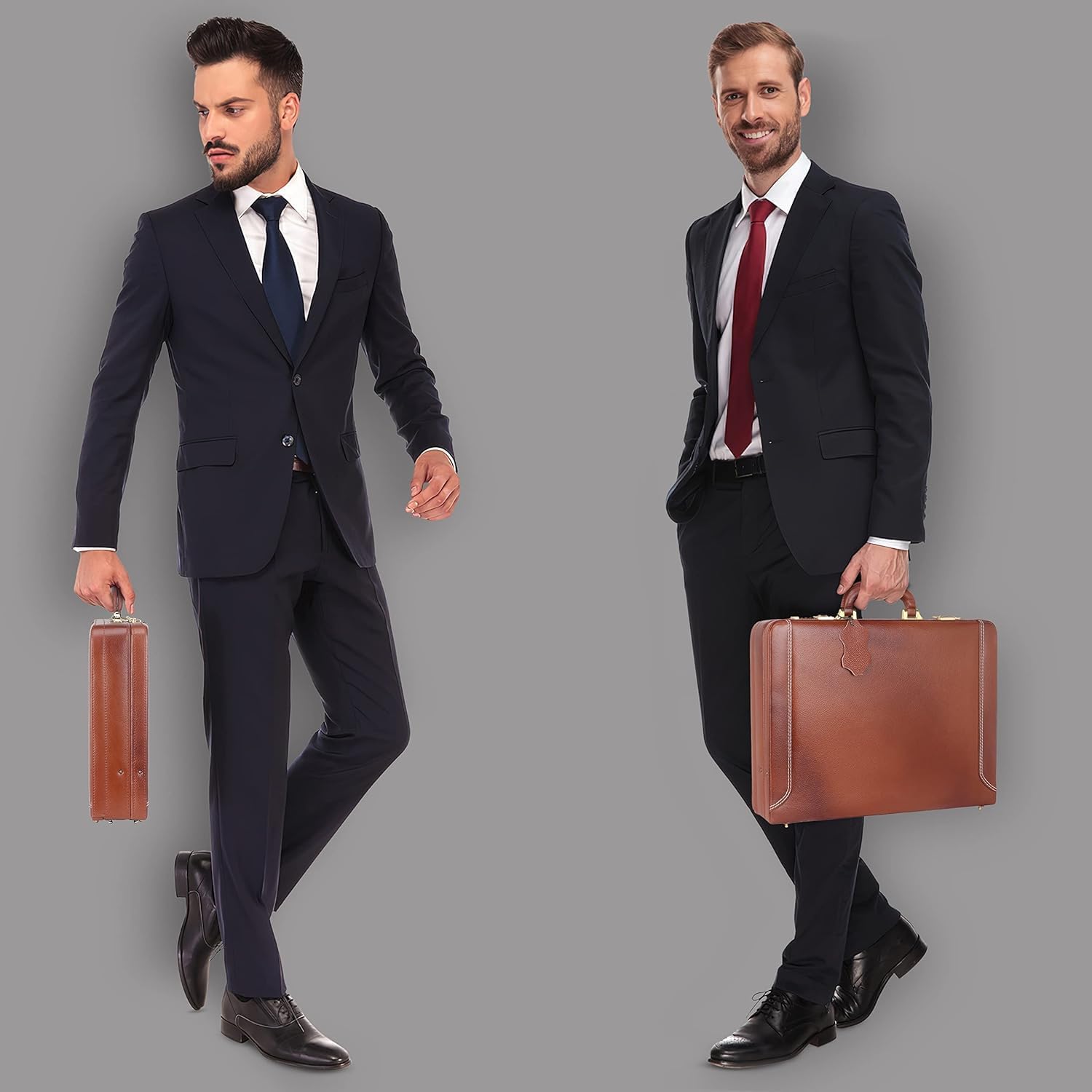 Da leather villa Full Grain Leather Briefcase Attache Case For Unisex Size L18 x W5 x H12 Inches Expandable Briefcase Bag
