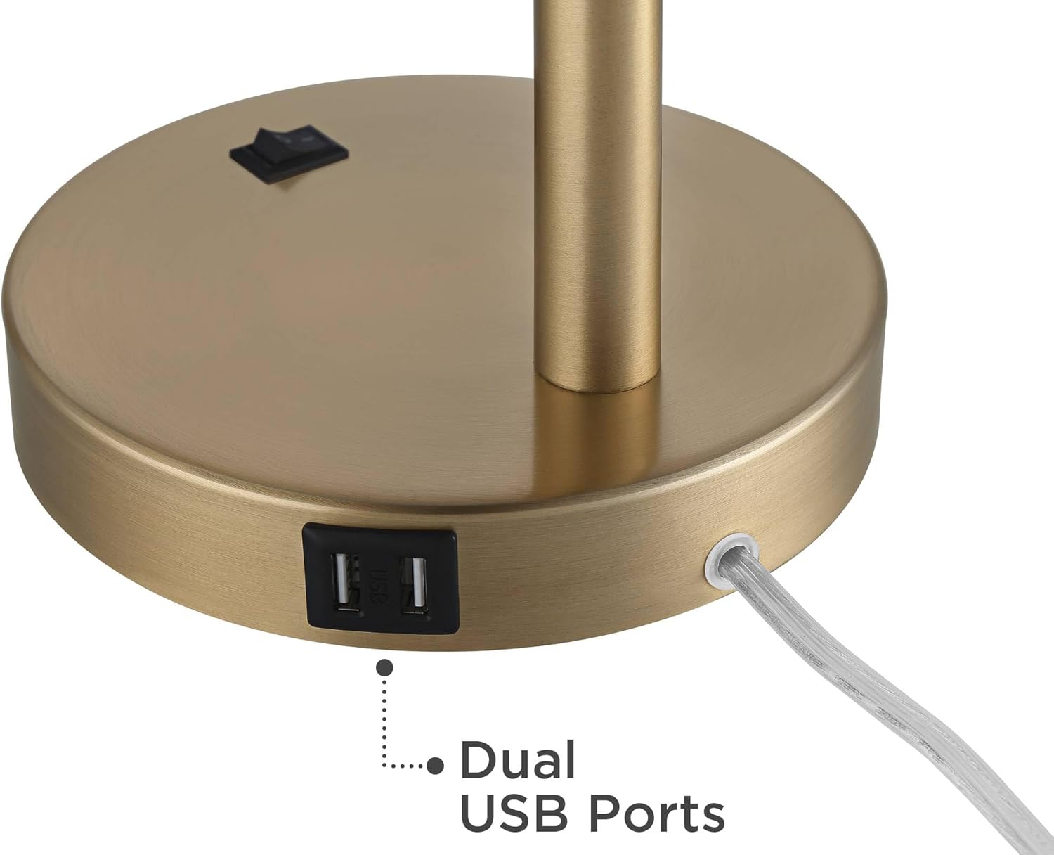 360 Lighting Sully 23 1/2" High Small Industrial Modern Desk Lamps Set of 2 Double USB Ports Adjustable Gold Brass Finish Metal Shade Home Office Living Room Charging Bedroom Bedside Nightstand