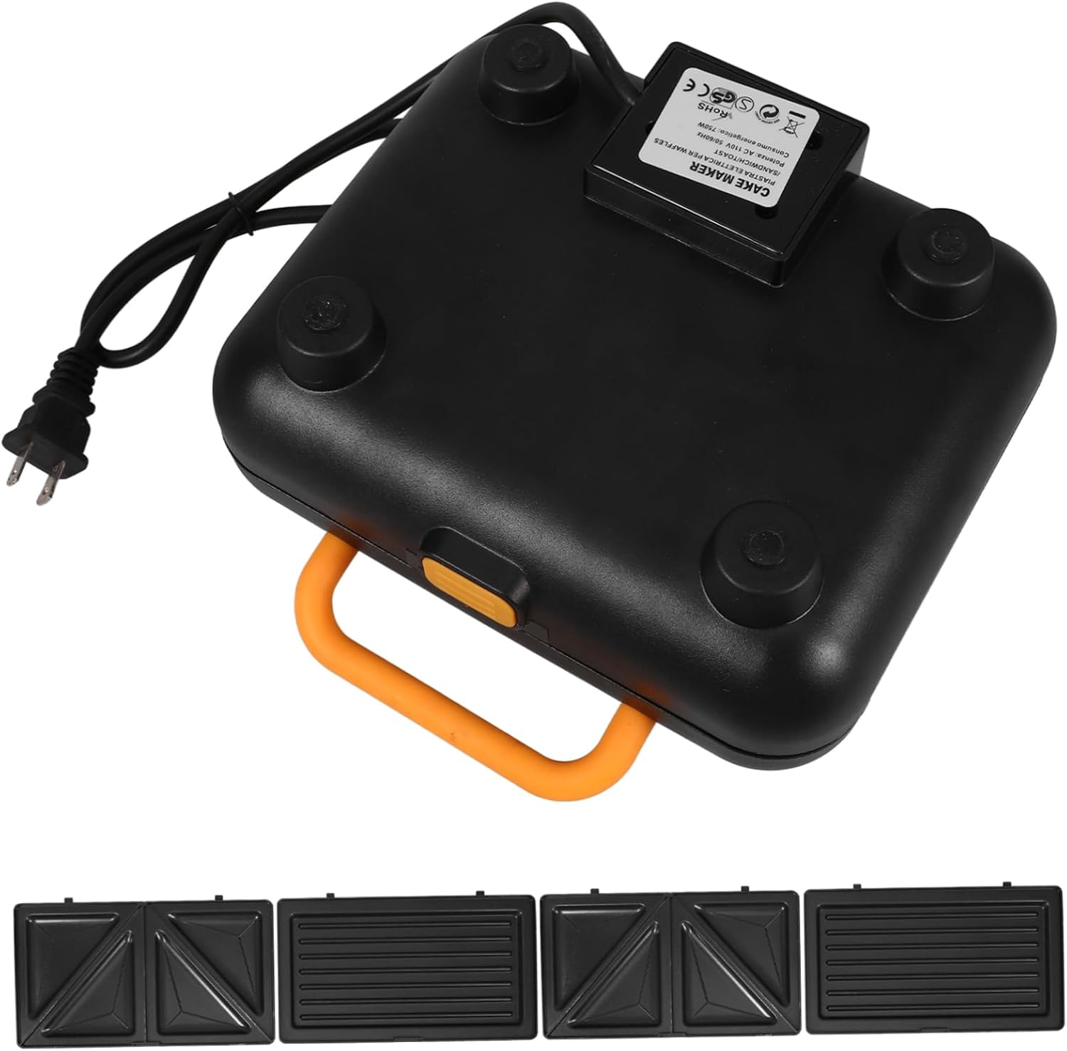 1set Waffle Maker Kitchen Appliance Non-stick Breakfast Machine Interchangeable Plates for Quick and Home Dorm Kitchen