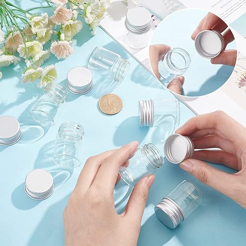 Miniatura 3 de BENECREAT Paquete de 20 botellas de vidrio pequeñas de 0.5 fl oz0.5 onzas, frascos de muestra de botellas de vidrio con tapas de aluminio con tapa
