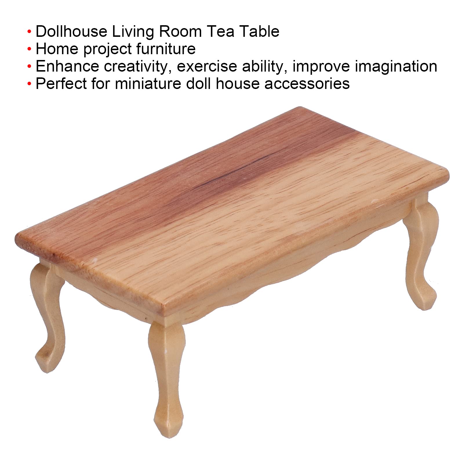 Dacvgog - Table Basse Miniature 1/12 Pour Maison De Poupée - Bouleau Blanc 9x4.5x3.8 Cm - Décor Maison De Poupée - 3