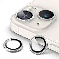 Proteção Lente 14/15 E 14 Plus /15 Plus Lente Câmera Protetor Película Aro Simples Compatível iPhone Kit (Prata)
