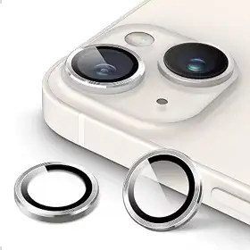 Proteção Lente 14/15 E 14 Plus /15 Plus Lente Câmera Protetor Película Aro Simples Compatível iPhone Kit (Prata)