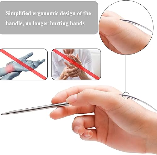 Miniatura 5 de Aeelike Juego de agujas de tejer circulares de 16 pulgadas para principiantes, juego de 11 agujas de tejer circulares de acero inoxidable con aguja