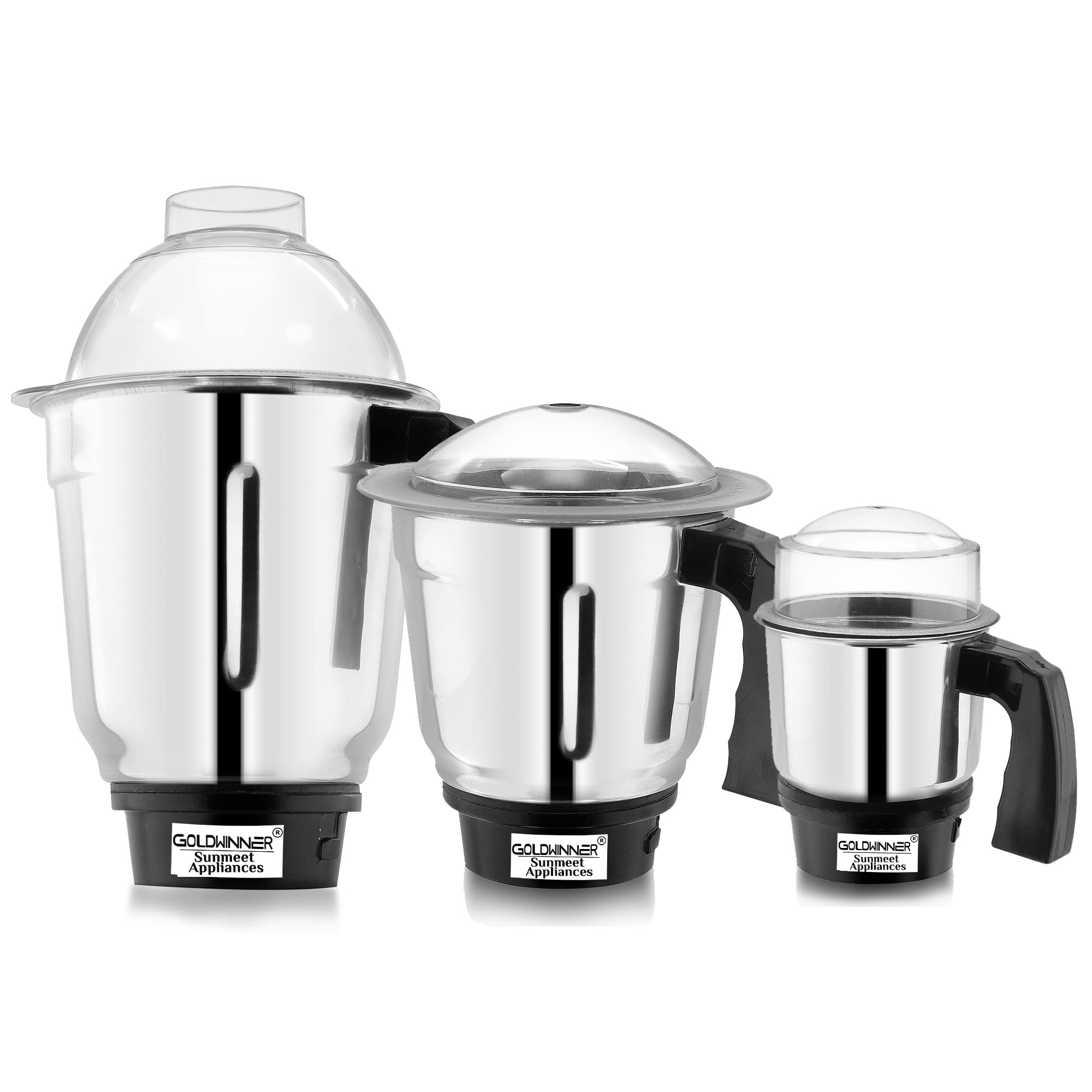 Goldwinner Heavy Quality Dry Jar, Liquid Jar, Chutney Jar for Mixer Set of 3 (350, 700, 1000 ML) SA71, Silver Pack of 3-picture-27