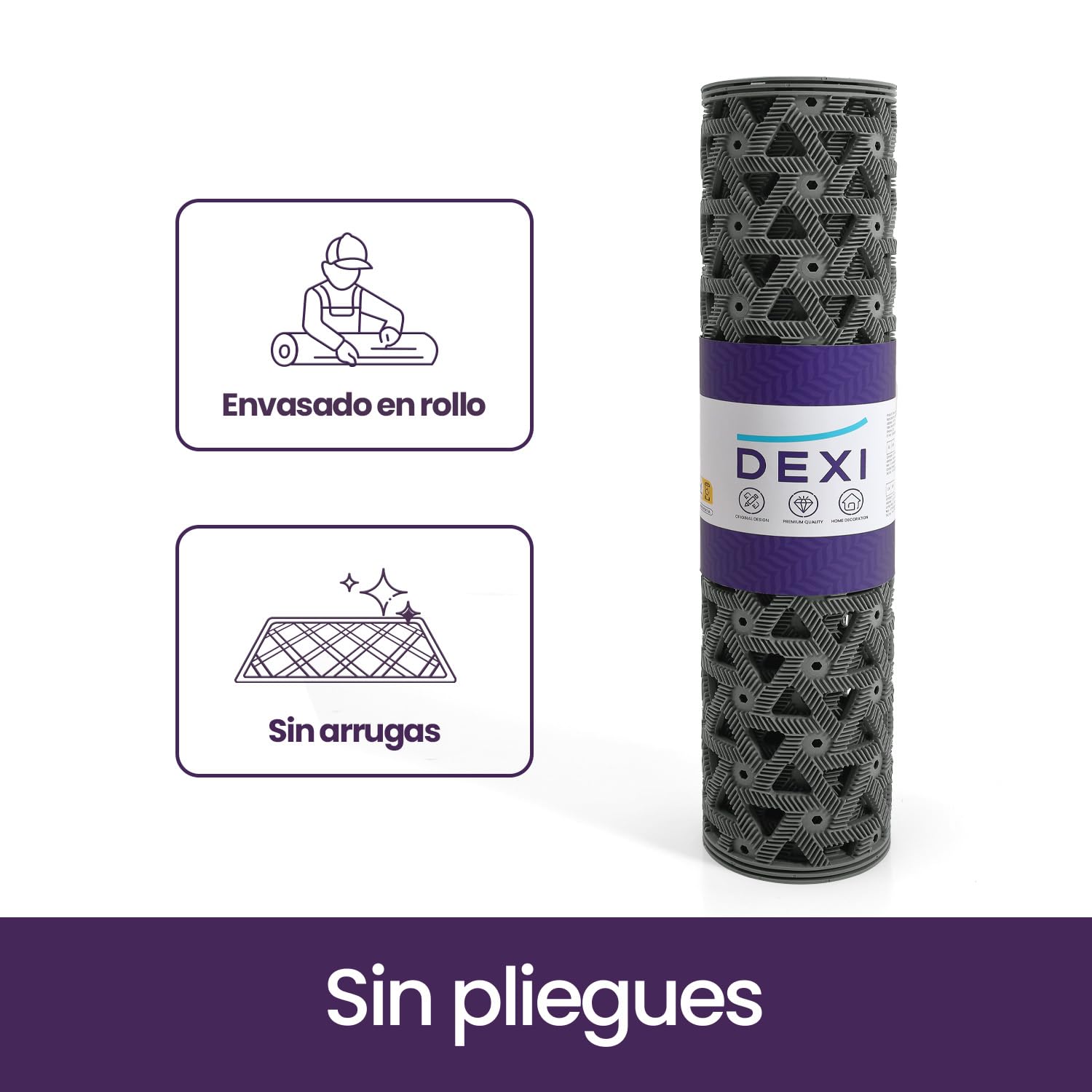 DEXI Felpudo Exterior 61 x 91 cm, Alfombra Entrada Casa Antideslizante con Orificios de Drenaje, Felpudos Impermeable y Resistente para Puerta Principal, Terraza y Balcón, Gris
