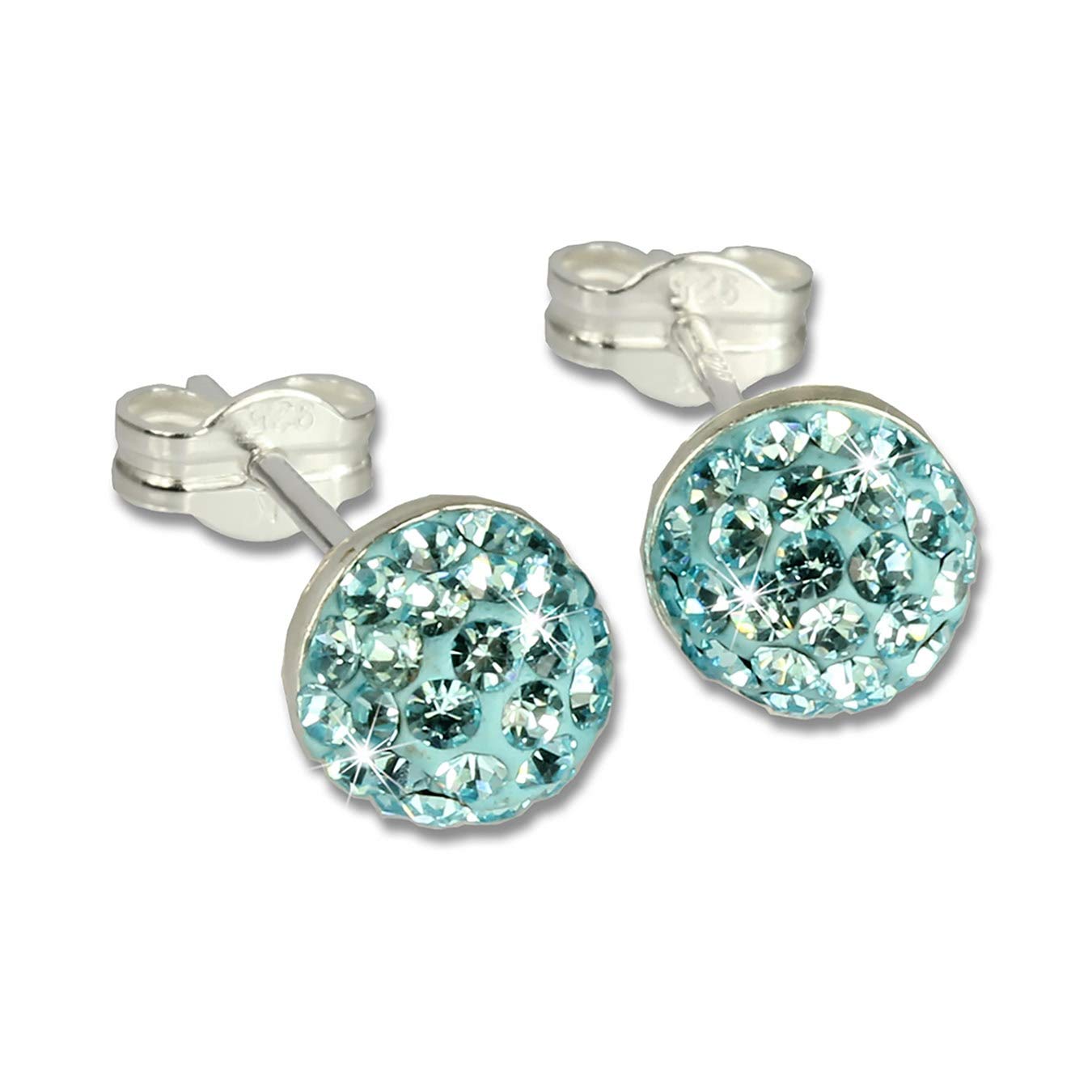 Boucles d'oreilles en forme de demi-sphère SilberDream poposh bleu ciel 925 en argent sterling Boucles d'oreilles Preciosa Elements GSO217H, Argent, Zircone cubique : SilberDream