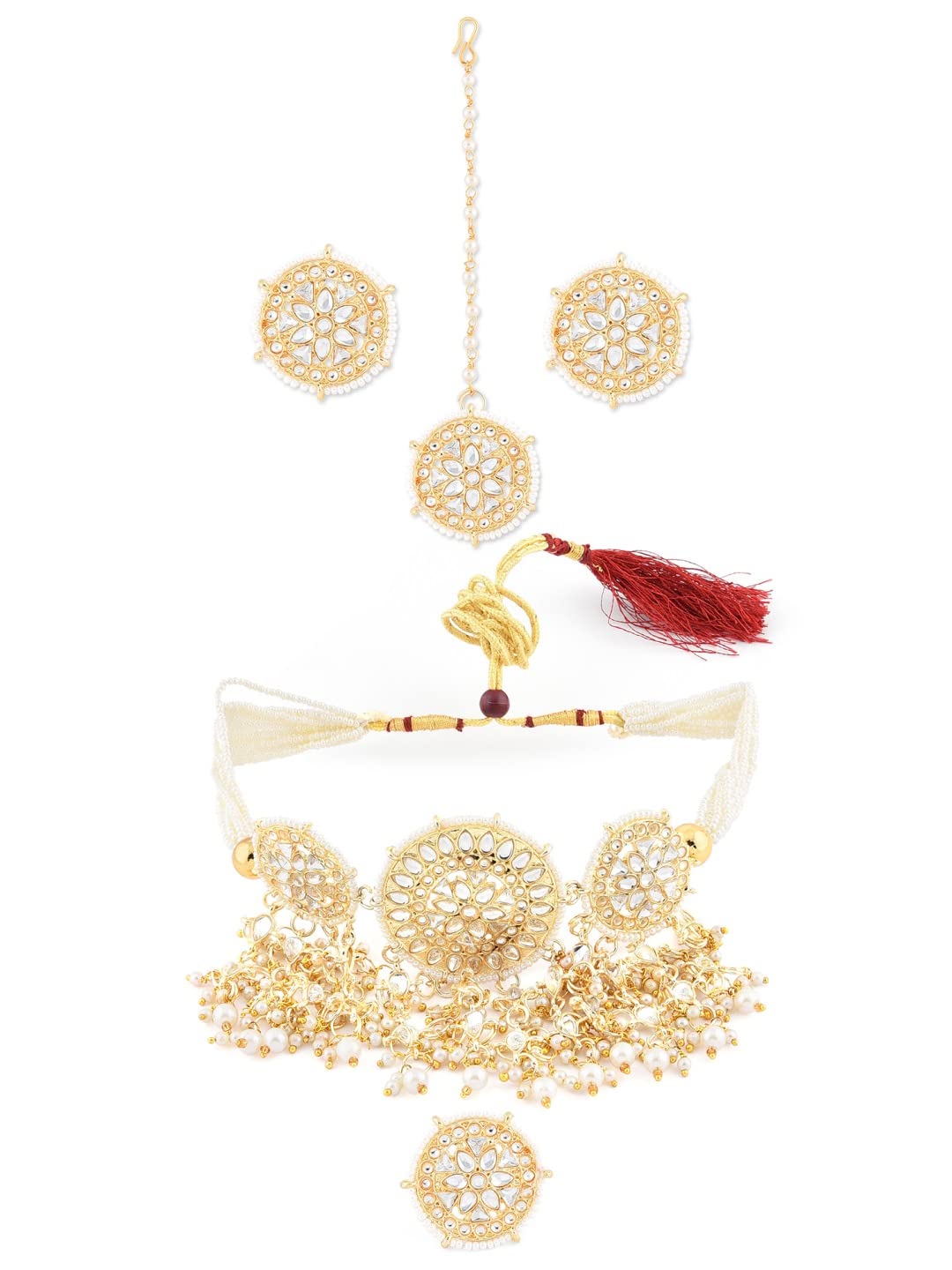See full amazon price history chart for ZAVERI PEARLS Gold Tone Traditional Kundan Choker Necklace Earring Maangtikka & Ring Set For Women-ZPFK11238 ZAVERI PEARLS Gold Tone Traditional Kundan Choker Necklace Earring Maangtikka & Ring Set For Women-ZPFK11238 (B09NNLYHTP) Amazon Price History, Amazon Price Tracker