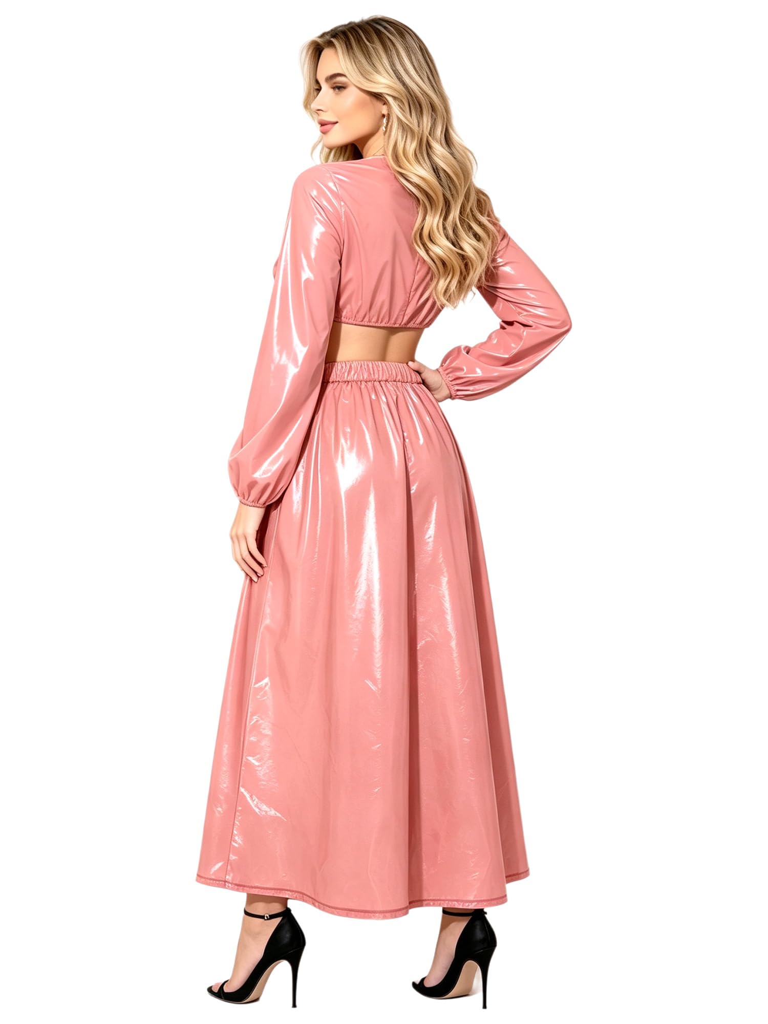 Femme Ensemble De Danse Crop Top Et Jupe Maxi Costume Rave Party