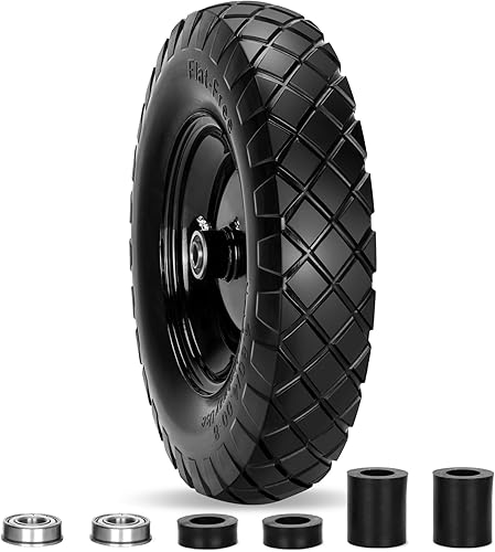 Ruedas y neumáticos de carretilla sin planos de 16 pulgadas, neumáticos sólidos de 4.804.00-8 con rodamientos de 58 y 34 pulgadas, ruedas de