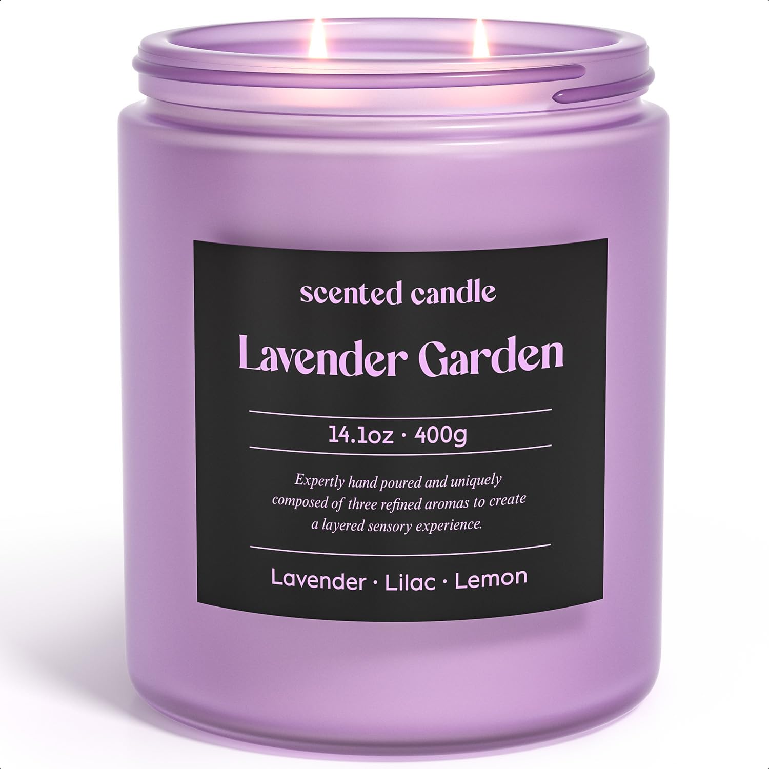 CHILLFLAME Lavender Candle, 400g Scented Candles Gifts for Women, 2 Wicks Blended Scents Aromatherapy Candles for Home, Birthday Gifts for Women (Lavender+Lilac+Lemon)
