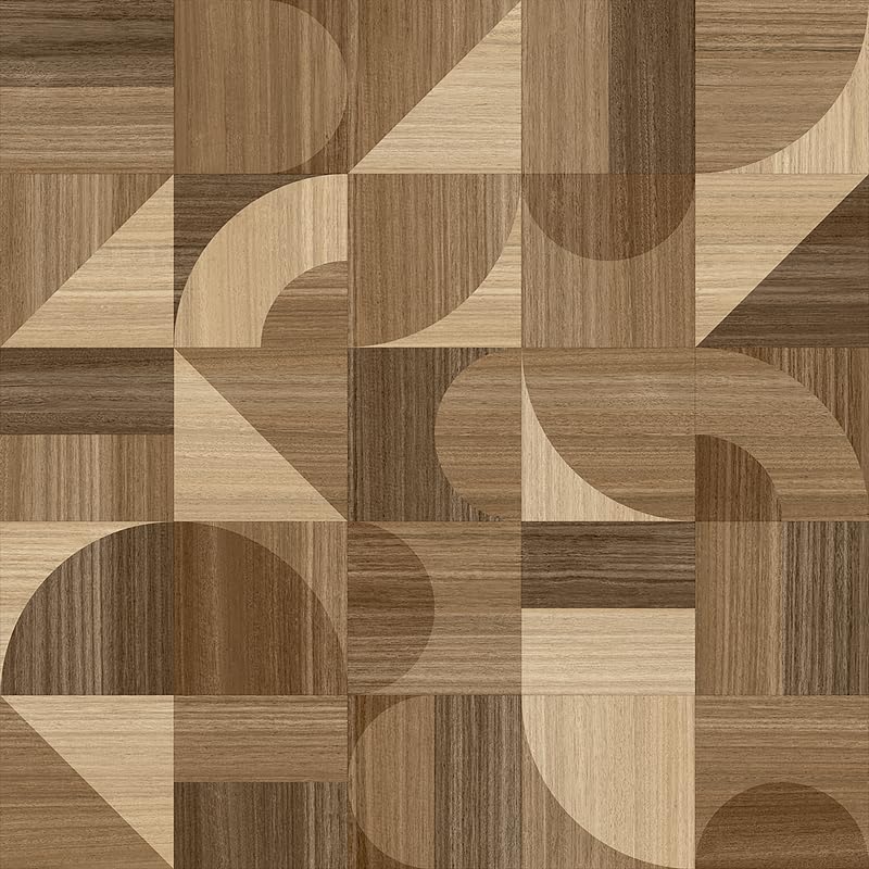 Abstract Wood Block Effect Vinyl Flooring, slip resistant vinyl roll flooring for kitchen, bathroom, hallway, living space in 2, 3 and 4 metre widths (Dark Funky Oak, 2m x 3m)