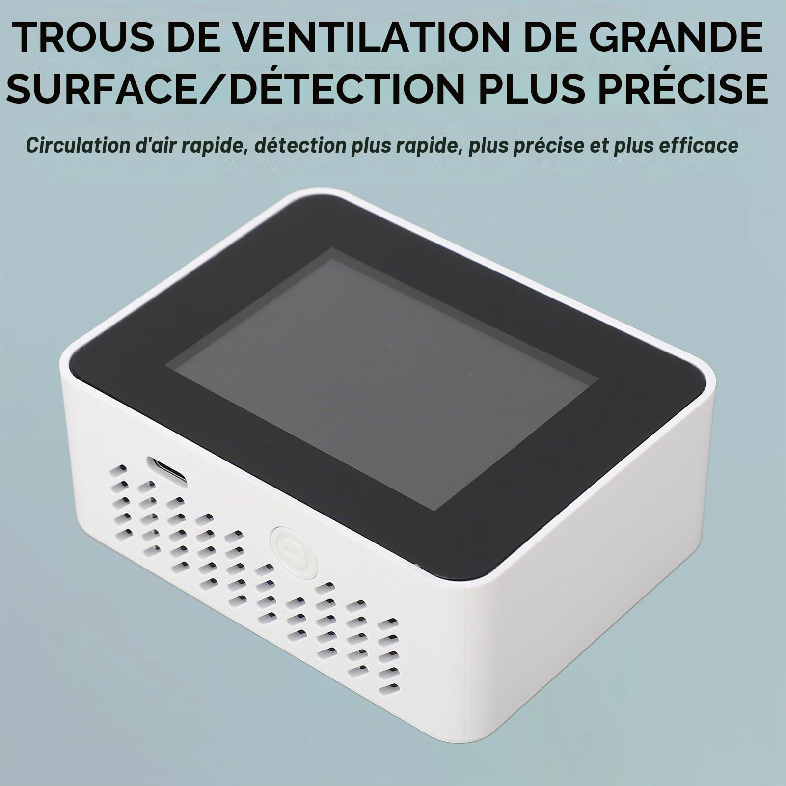 Détecteur de CO2 Portable 5 en 1, Moniteur de qualité de L'air avec Mise à Jour en Temps Réel, Détection Précise, Grande Batterie, ABS Résistant aux Rayures pour Dioxyde de