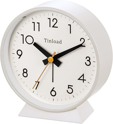 Miniatura 3 de Tinload Reloj despertador analógico retro antiguo de 4.5 pulgadas, funciona con pilas, pequeño y silencioso con luz nocturna, funciona con pilas,