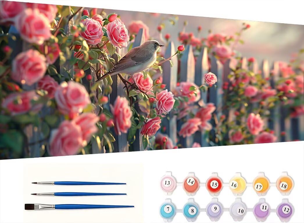 Peinture par Numéros Kit Adultes, Oiseau Pivoine, 60x80cm 4JGWX-373