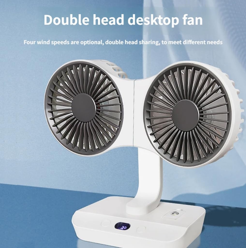 Desktop Air Circulator Double Head Oscillating Fan Multifunctional Adjustable Cooling Fan for Car, Table Enduring