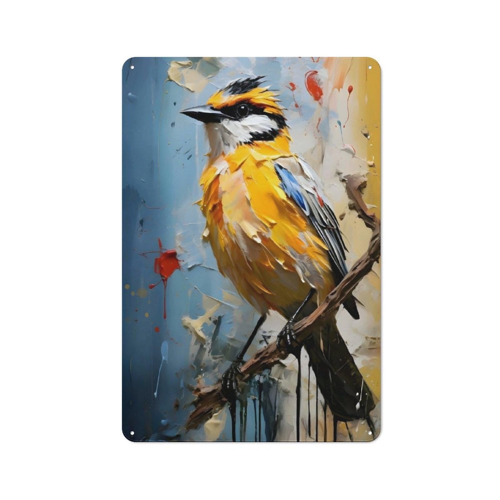 Junmoney Bird Painting Rustic Tin Sign 30X20cm Featuring For Café Or Home Bar, Gift Idea At Christmas For Hospitality Decor Collectors