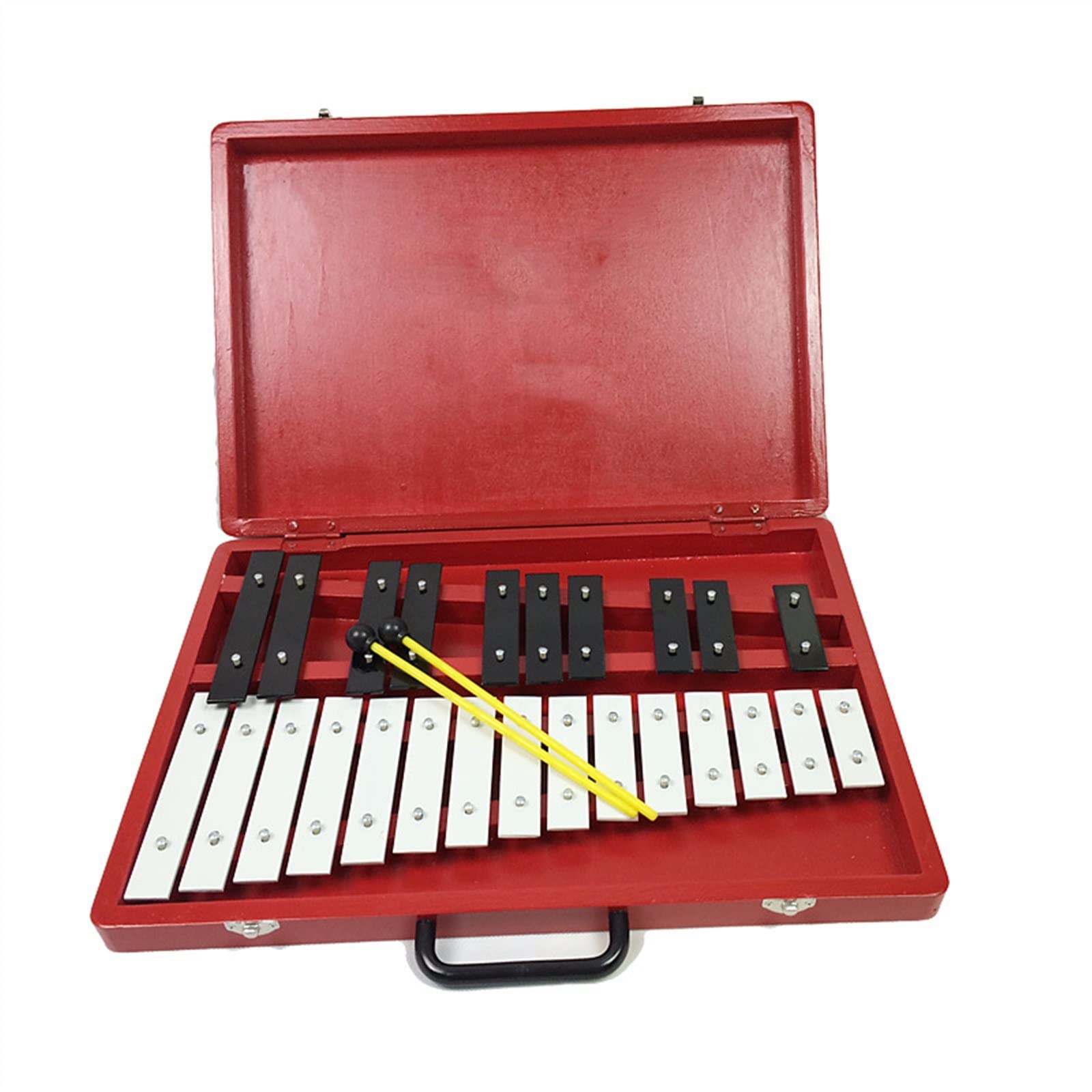 Percussão Musical Strumento a percussione con scatola rossa a 25 toni, piastra in alluminio, supporto per l'insegnamento della musica per pianoforte, percussioni Xilofoni