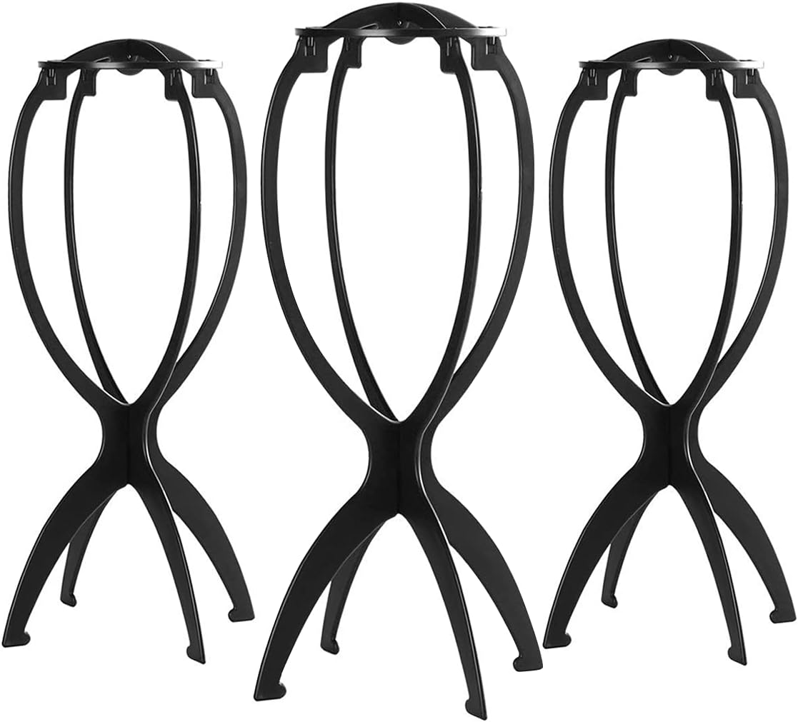 Dreamlover Wig Stand, Wig Head Stand, Wig Holder for Multiple Wigs, Black, 3 Pack
