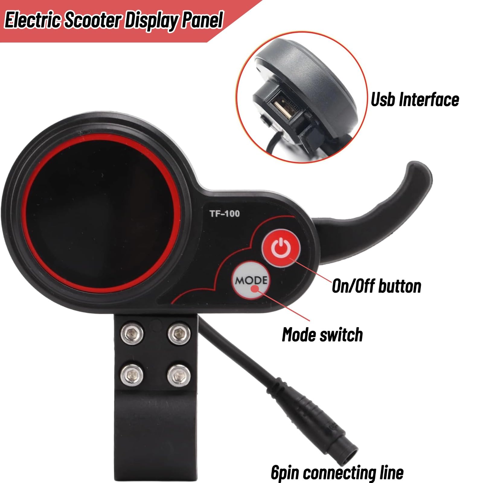 VGEBY Electric Scooter Display Panel 6 Pin Electric Scooter LCD Display Control Panel for M4 Electric Scooter