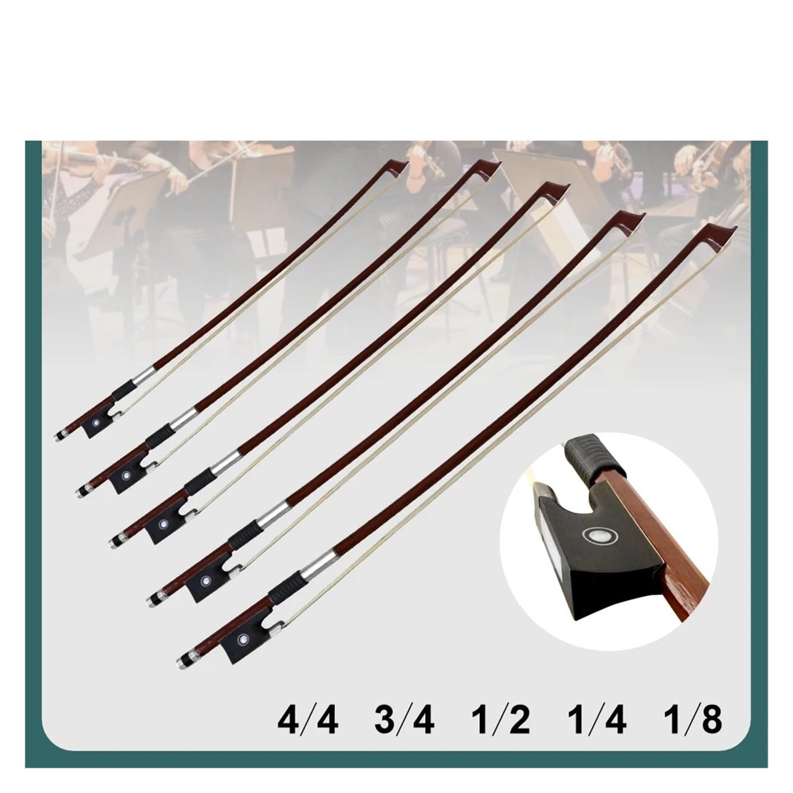 4/4-1/8 Arco for violino Giocatore di violino Studente Accessori for violino Adatto for negozi di violini Scuole di musica for principianti Strumenti musicali(1-8 5PCS)
