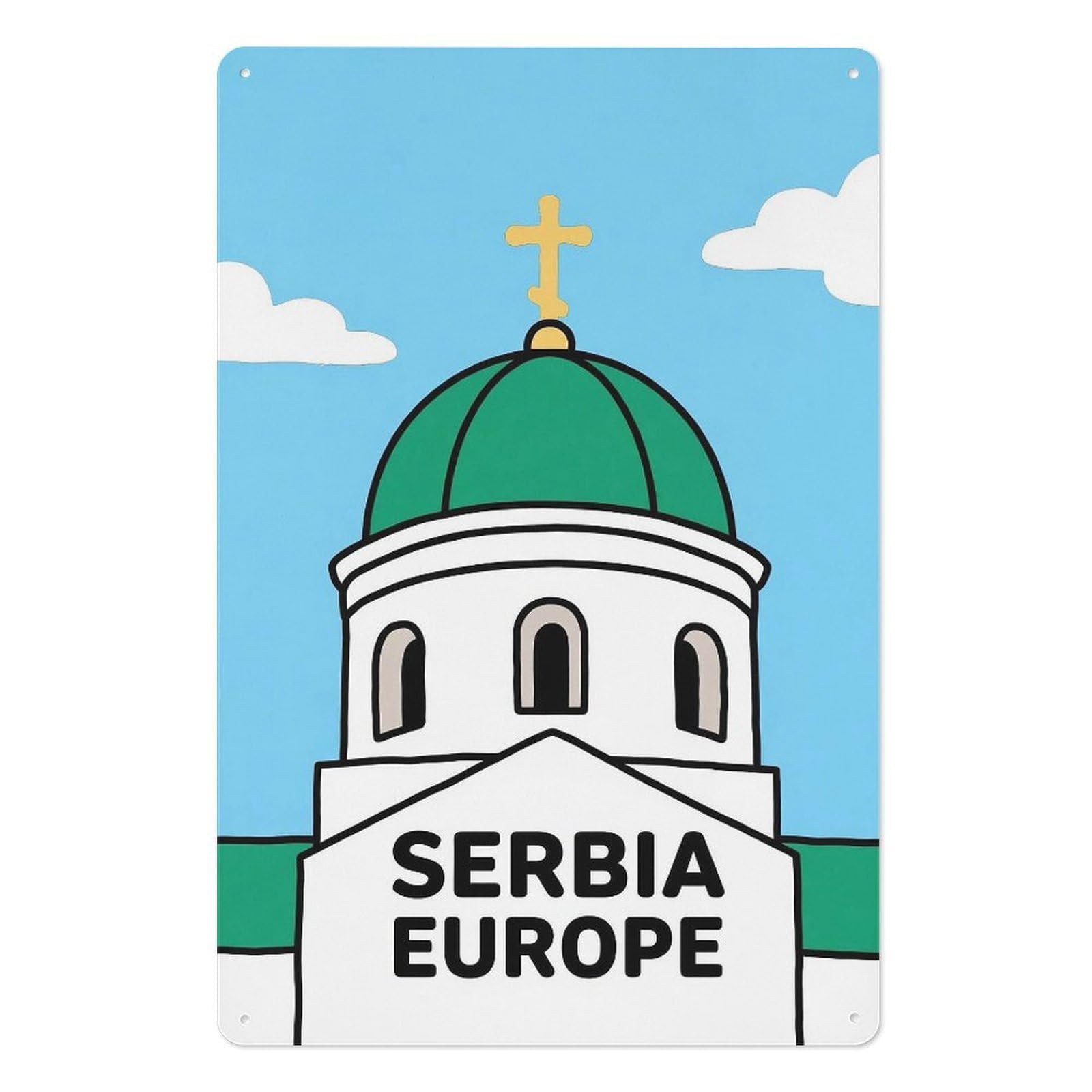 Serbia Europe Retro Design Tin Painting Vintage Tin Sign 08x12inch(20x30cm) Wall Art for Home Office Bedroom Living Room Cafes Wall Decor