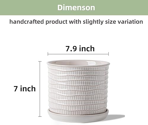 Miniatura 2 de Maceta de cerámica de 8 pulgadas maceta de cerámica con orificio de drenaje y platillo  Maceta para plantas de interior y exterior  Maceta con