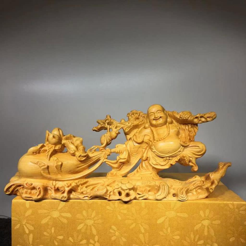 Amazon｜仏像 木彫り 布袋 様 天然 崖柏木 布袋さん 置物 金運 お守り